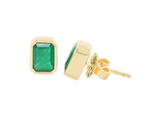 18k Yellow Gold Emerald Bezel Stud Earring 7x5