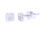 14K White Gold Diamond Square Stud Earring