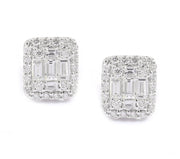 18K White Gold Baguette Diamond Stud Earring