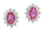 18K White Gold Oval Blue Sapphire and Diamond Stud Earring 7x5